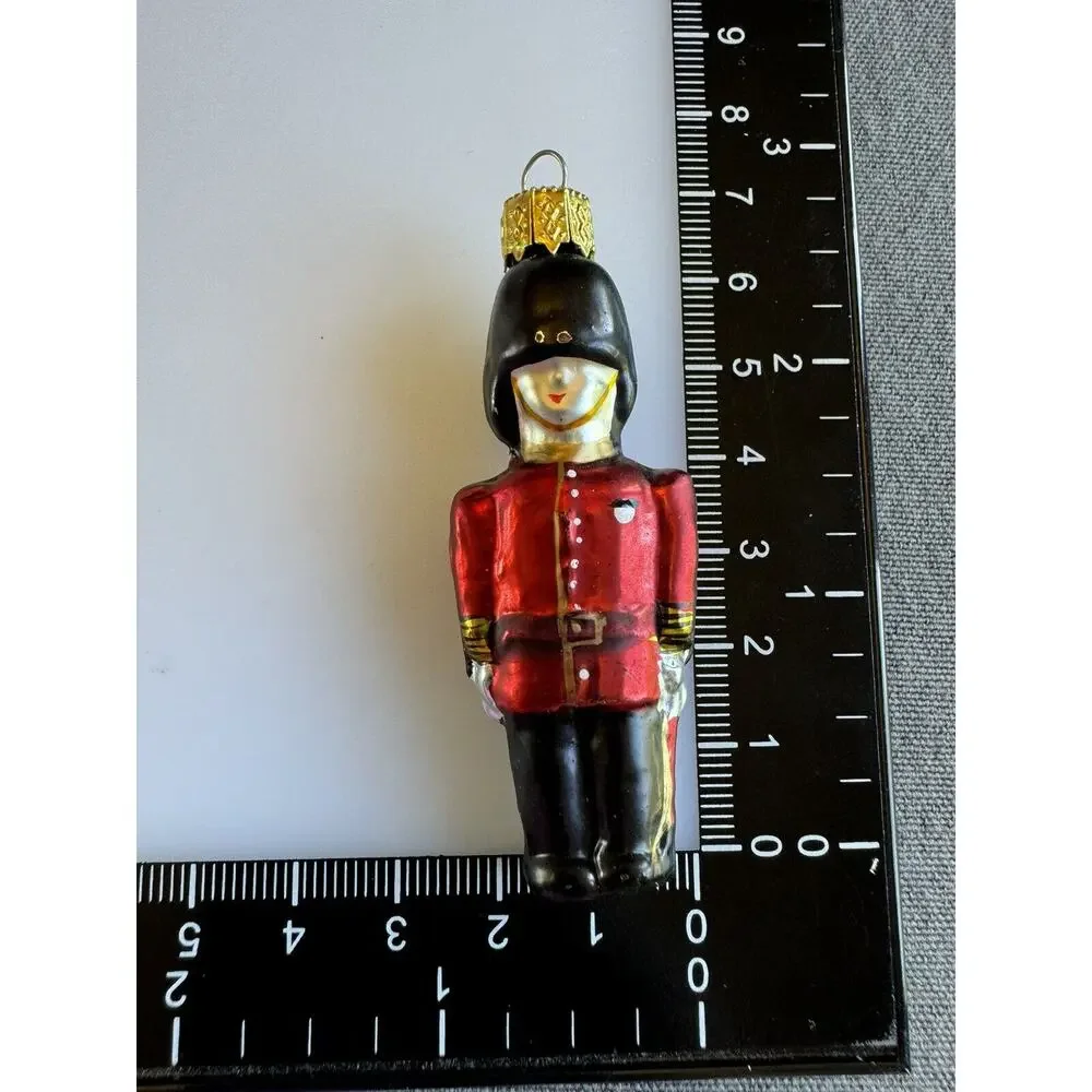 Vintage Blown Glass The Queen’s Guards Christmas Ornaments Red Black 5 Pcs EUC
